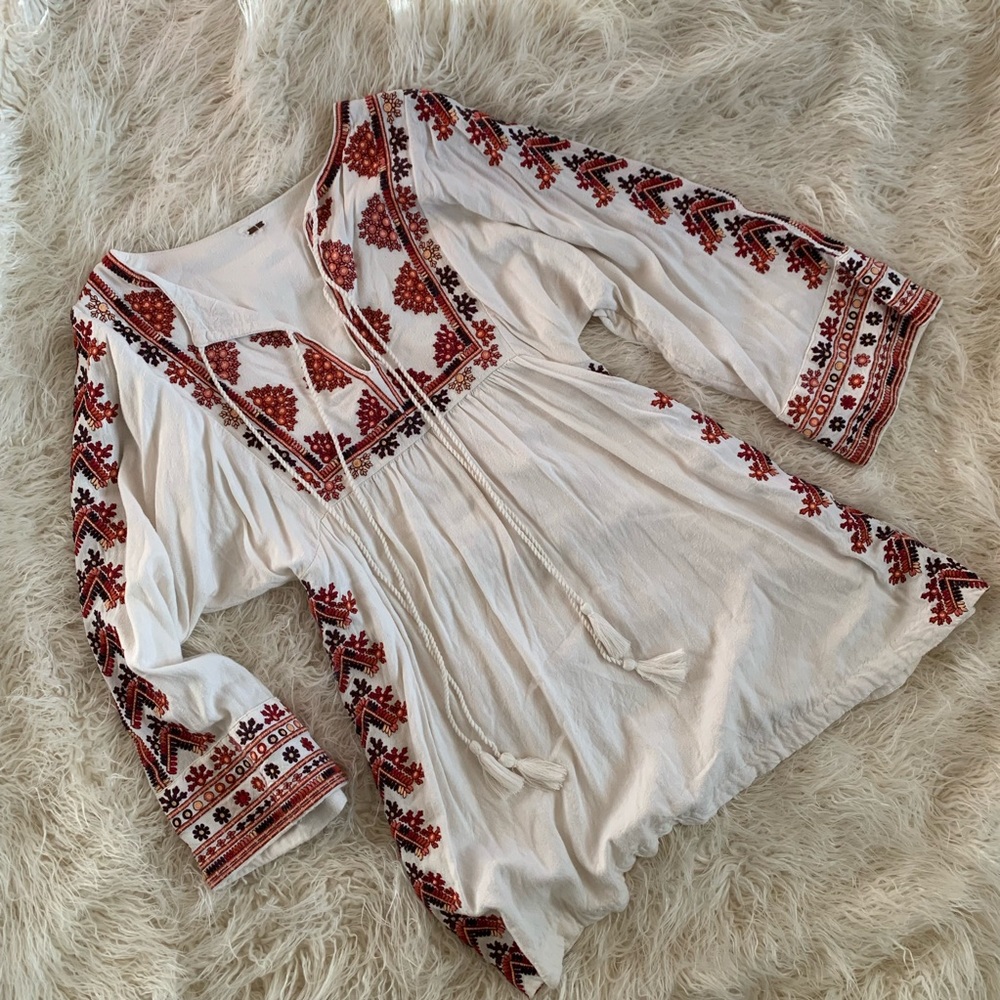 Free People Tunic Mini Embroidered Dress Size S/M